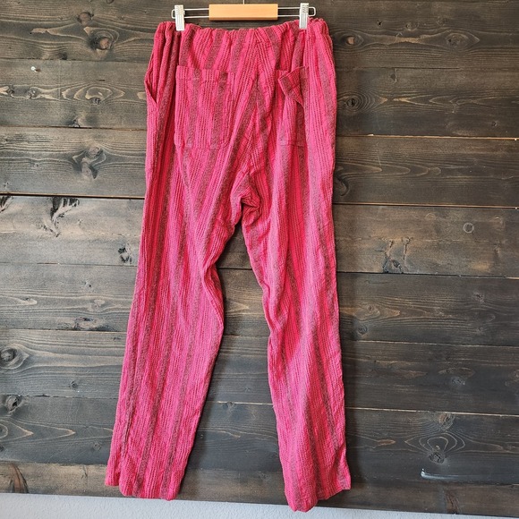 SUNDANCE Shobu Relaxed Cotton Drawstring Pants Small Striped Casual Beachy Boho - Picture 5 of 13